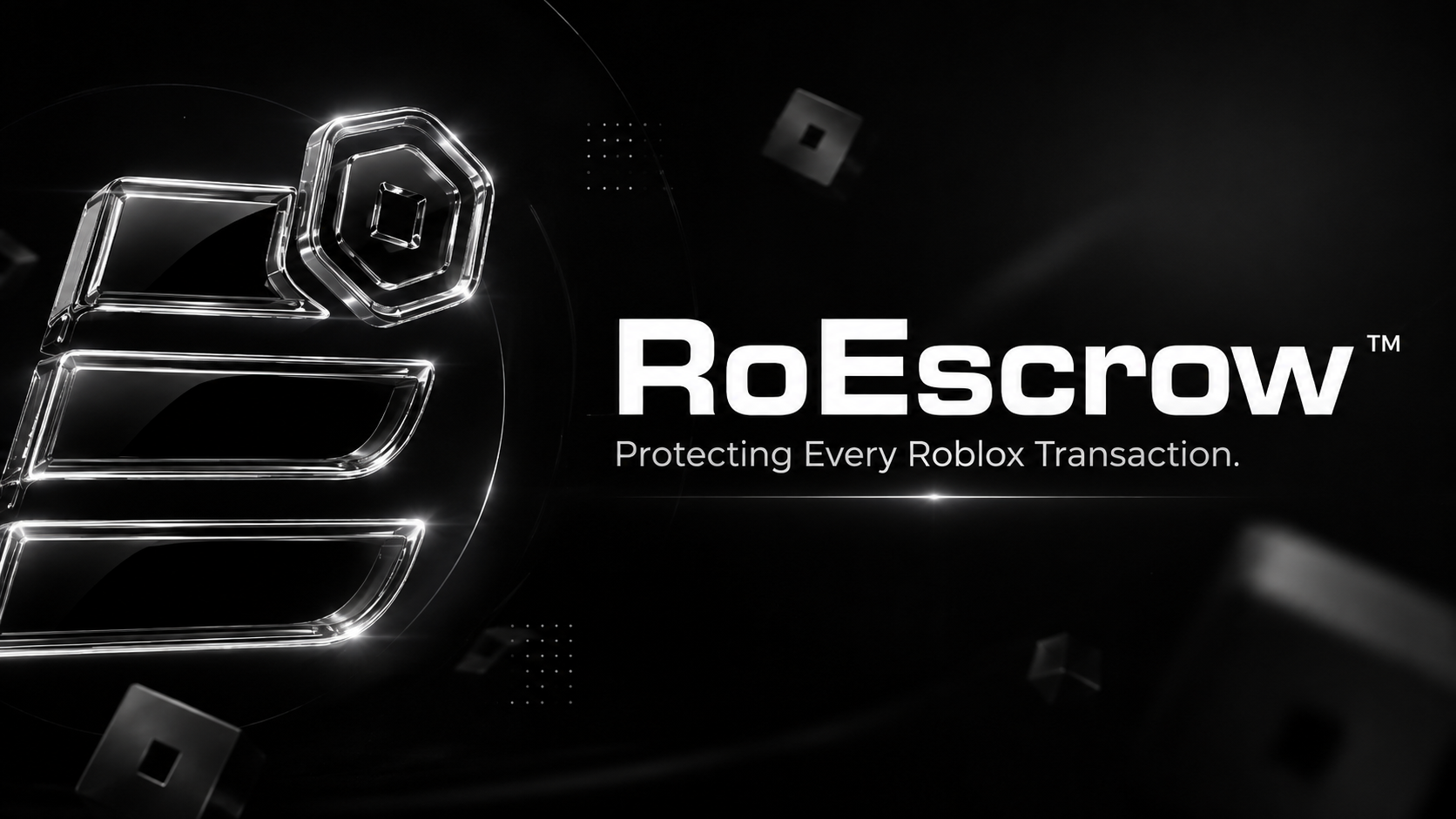 RoEscrow chrome and glass brand emblem